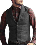 Mens Suit Vest Lapel V Neck Wool Herringbone Casual Formal Business Vest Waistcoat Groomman For Wedding Green/Black/Brown