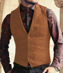 Mens Suit Vest Lapel V Neck Wool Herringbone Casual Formal Business Vest Waistcoat Groomman For Wedding Green/Black/Brown