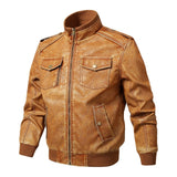 Men Genuine Leather Jackets Motorcycle Stand Collar Zipper Pocket Male Plus Size M-5XL Coats Biker Cow Leather Fashion Outerwear