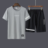 Casual Male Tracksuit Clothing Summer Men Set Fitness Suit Sporting Suits Short Sleeve T Shirt Shorts Quick Drying 2 Piece Set