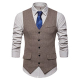 Smart Casual Suit Vest Men Business Vest Waistcoat Men Fashion Formal Dress Vest Suit Single Breasted Classic V-neck Wedding Top