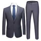 Shenrun Men Suits 2 Pieces Jacket Pants Business Uniform Office Suit Wedding Groom Tuexdo Slim Fit Single Button Casual Formal