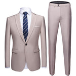 Shenrun Men Suits 2 Pieces Jacket Pants Business Uniform Office Suit Wedding Groom Tuexdo Slim Fit Single Button Casual Formal