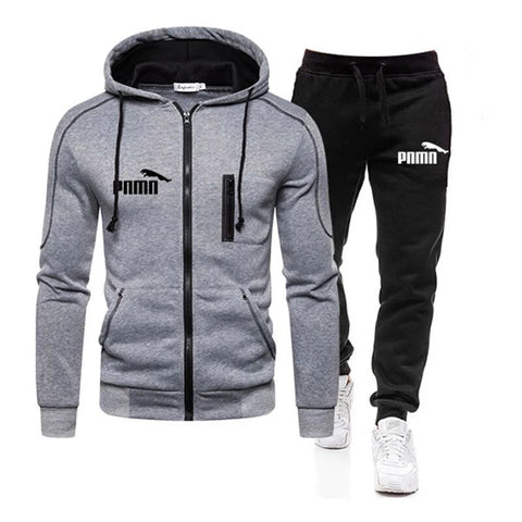 2020 Spring and Autumn Brand Men's 2 Large Size 3XL Sportswear Tops Zipper Cap + Outdoor Sports Pants Sportswear Set