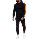 Men's Fashion Solid Color Striped Hoodie Set 2020 Men Casual Hooded Tracksuit Suit Male Winter Gym Sweatshirt Hoodies Pants Sets