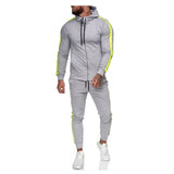 Men's Fashion Solid Color Striped Hoodie Set 2020 Men Casual Hooded Tracksuit Suit Male Winter Gym Sweatshirt Hoodies Pants Sets