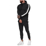 Men's Fashion Solid Color Striped Hoodie Set 2020 Men Casual Hooded Tracksuit Suit Male Winter Gym Sweatshirt Hoodies Pants Sets