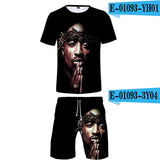 TUPAC Two Piece Set 3D Printing Casual Short Sleeve Tshirt Shorts Sets 2020 Hiphop Kpops Round Collar Beach Shorts