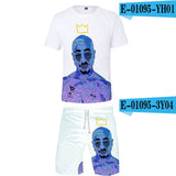 TUPAC Two Piece Set 3D Printing Casual Short Sleeve Tshirt Shorts Sets 2020 Hiphop Kpops Round Collar Beach Shorts