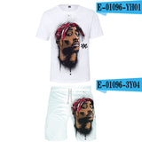 TUPAC Two Piece Set 3D Printing Casual Short Sleeve Tshirt Shorts Sets 2020 Hiphop Kpops Round Collar Beach Shorts