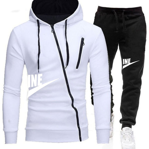 Men's custom logo sports casual suit solid color patchwork 2020 autumn new jogging sportswear zipper jacket + pants 2-piece set