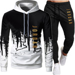 Fashion Letter Print Men Hoodie Suit Autumn Tracksuit Casual Sportsuit Hoodies Sportswear Sweatshirt+Pant Pullover 2 Piece Set