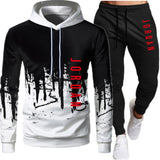 Fashion Letter Print Men Hoodie Suit Autumn Tracksuit Casual Sportsuit Hoodies Sportswear Sweatshirt+Pant Pullover 2 Piece Set