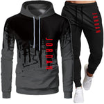 Fashion Letter Print Men Hoodie Suit Autumn Tracksuit Casual Sportsuit Hoodies Sportswear Sweatshirt+Pant Pullover 2 Piece Set